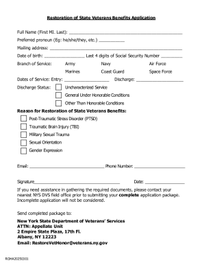 New York Restoration of Honor Act Application