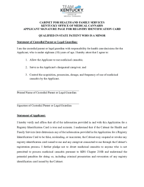 Kentucky Medical Cannabis Minor Applicant Form