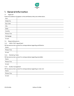 OEKO-TEX STANDARD 100 Application Form