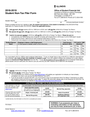 University of Illinois Student Non-Tax Filer Form