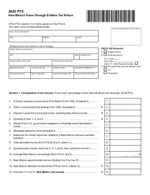 New Mexico Pass-Through Entities Tax Return