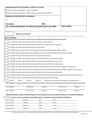 California DUI Advisement of Rights, Waiver and Plea Form