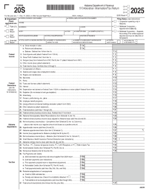 Alabama S Corporation Tax Return Form 20S