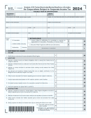 West Virginia K-1C Form 2024