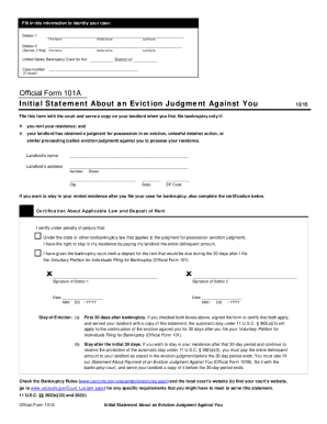 Initial Statement About an Eviction Judgment Against You