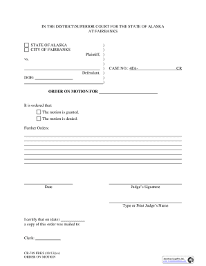 Alaska Court Order on Motion