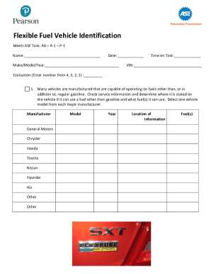 Flexible Fuel Vehicle Identification Form