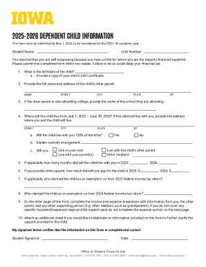 2025-2026 Dependent Child Information Form