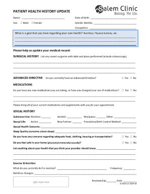 Patient Health History Update Form