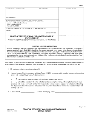 Proof of Service by Mail for Conservatorship Status Report