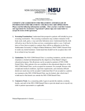 Dental Treatment Consent and Agreement Form
