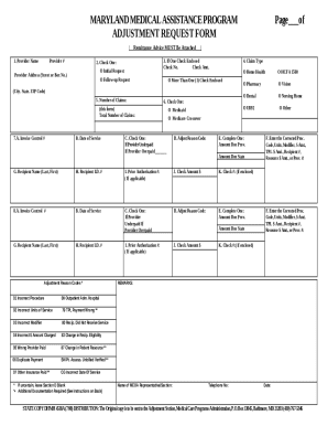 Maryland Medical Assistance Adjustment Request Form