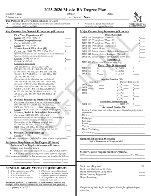 2025-2026 Music BA Degree Plan