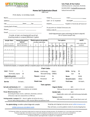 Soil Submission Sheet