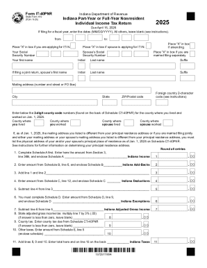 Indiana Part-Year or Full-Year Nonresident Individual Income Tax Return