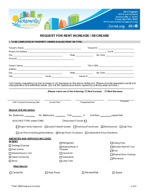 Request for Rent Increase/Decrease Form