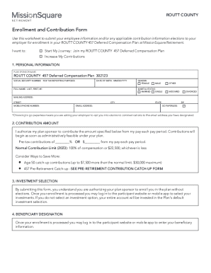 Routt County 457 Deferred Compensation Plan Enrollment Form