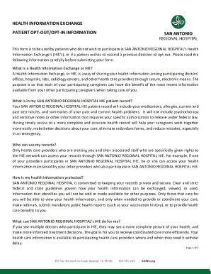 Health Information Exchange Opt-Out Form