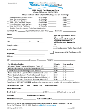 2026 Credit Card Renewal Form