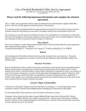 City of Seaford Residential Utility Service Agreement