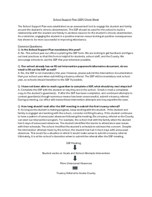 School Support Plan Form