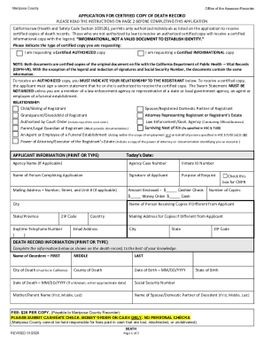 California Death Record Application