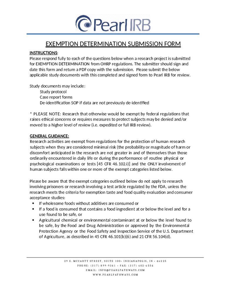 Exemption Determination Doc Template | pdfFiller