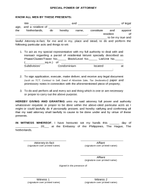 Special Power of Attorney for Real Estate