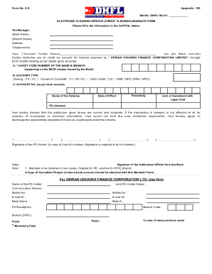 Electronic Clearing Service Mandate Form