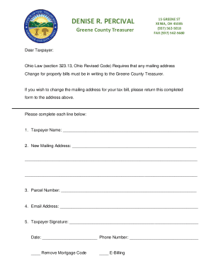 Ohio Property Tax Address Change Form