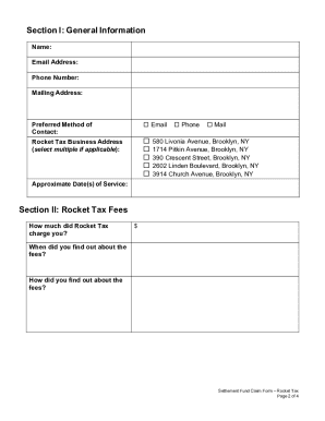 Settlement Fund Claim Form – Rocket Tax