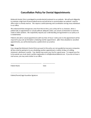 Cancellation Policy for Dental Appointments
