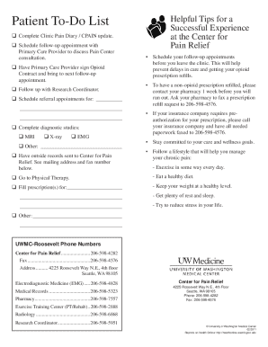 Patient To-Do List for Pain Management