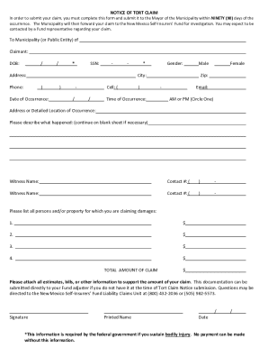 New Mexico Tort Claim Notice