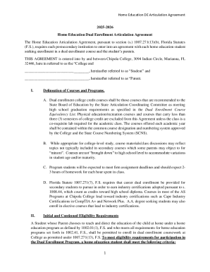 Home Education Dual Enrollment Articulation Agreement