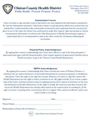 Immunization Consent Form