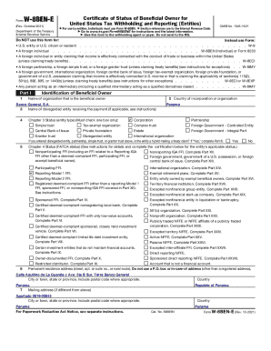 Form W-8BEN-E Certificate of Status of Beneficial Owner
