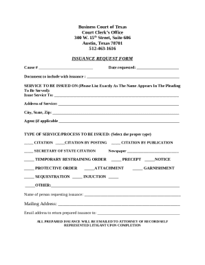 Texas Court Issuance Request Form