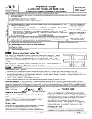 IRS Form W-9 Taxpayer Identification Number and Certification
