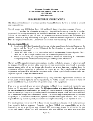 Form 1040 Letter of Understanding