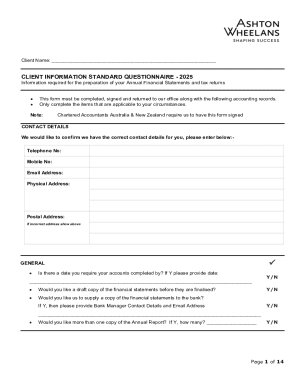 Client Information Standard Questionnaire