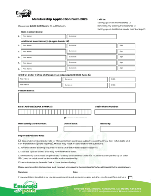 Emerald Park Membership Application Form 2026