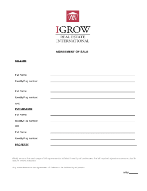 South Africa Agreement of Sale