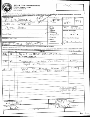 Retail Food Establishment Inspection Report