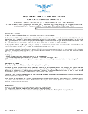 Form for Registration of Various Acts