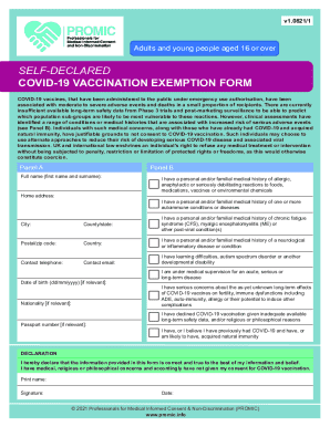 COVID-19 Vaccination Exemption Form