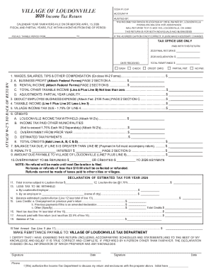 Village of Loudonville Income Tax Return