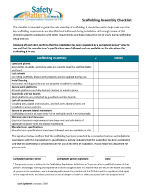 Scaffolding Assembly Checklist