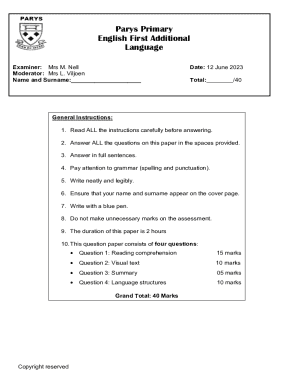 English HL Response to Text Exam Paper