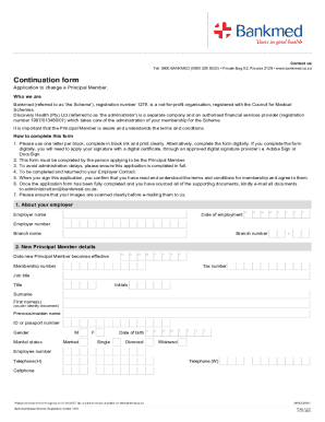 Bankmed Principal Member Change Form
